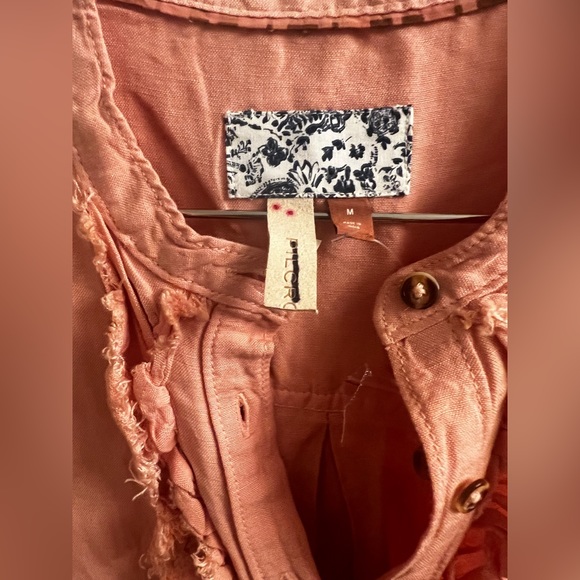 NWOT Pilcro Peach Linen Button Up - Picture 4 of 6